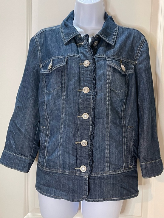 dressbarn Jackets & Blazers - Dressbarn Dark Wash Blue Jean Jacket with Stretch Size XL